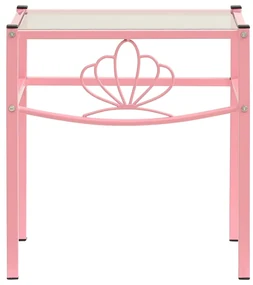 vidaXL Nachtkastje 42,5x33x44,5 cm metaal en glas roze en transparant