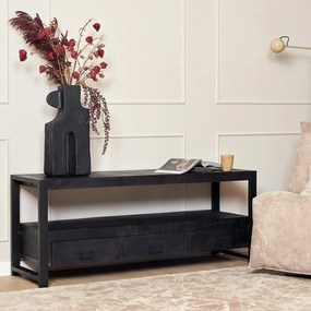 Starfurn Boaz Black Tv-meubel Van Zwart Mangohout 150 Cm - 150x45x60cm.