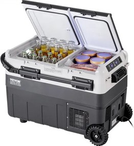 VEVOR Draagbare Autokoelkast, 12 Volt Autokoelkast, 40L / 42,3QT Draagbare Dual-Zone Vriezer, -20°C tot 20°C Instelbare Temperatuur, Compressor Koeler voor Thuis, Buiten, Camping, Camper, Auto