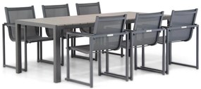 Tuinset 6 personen 217 cm Aluminium/textileen Grijs Lifestyle Garden Furniture Delgada/Young