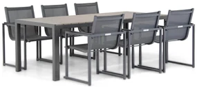 Tuinset 6 personen 217 cm Aluminium/textileen Grijs Lifestyle Garden Furniture Delgada/Young