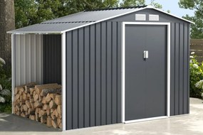 Skagen metalen gereedschapshuis met houtopslag 2,8 x 1,9 m Store Boss antraciet