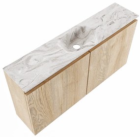 Mondiaz Ture DLux toiletmeubel 100cm washed oak met wastafel glace midden zonder kraangat