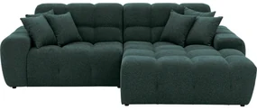 Goossens Excellent Bank Kubus - 30 X 30 Cm Stiksel blauw, stof, 1,5-zits, modern design met chaise longue rechts