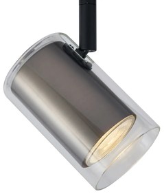 Moderne spot gunmetal met helder glas voor railsysteem 1-fase - Iconic Lloyd