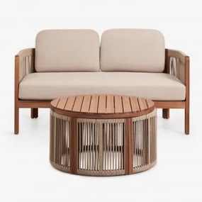 Tuinset Met 2-zitsbank En Salontafel Van Acaciahout Serel Licht Zandbruin - Sklum