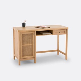 Bureau in massief dennen- en riethout Gabin