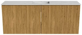 Mondiaz Joya DLux 100cm toiletmeubel oak met wastafel faye midden zonder kraangat opalo