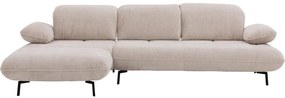 Goossens Excellent Bank Leandro beige, stof, 2,5-zits, modern design met chaise longue links