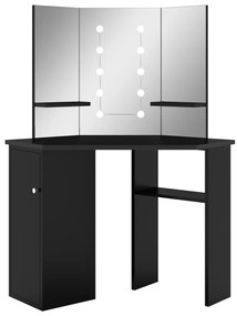 vidaXL Hoekkaptafel met LED 111x54x141,5 cm zwart
