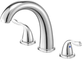 VEVOR Romeinse badkraanset met 3 gaten en 2 handgrepen, roestvrijstalen badkraan met gebogen uitloop voor montage op het dek voor volwassenen, zilverkleurig