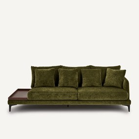 Halve bank met tafelblad, van gemengd fluweel, MODERNISTE