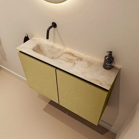 Mondiaz Ture DLux toiletmeubel 80cm oro met wastafel frappe links zonder kraangat