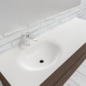 Zaro Sevilla Solid Surface badmeubel 150cm donker eiken 1 kraangat spoelbak links met 2 lades