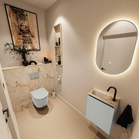 MONDIAZ TURE-DLUX 40cm toiletmeubel Greey. EDEN wastafel Frappe positie links. Met 1 kraangat. TUREDX40GREL1FRA