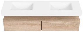 Zaro Alan badmeubel 170cm washed oak 2 lades met vrijhangende wastafel cloud dubbel zonder kraangat talc