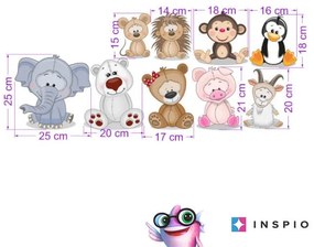 INSPIO Cartoon dier kinderkamer decoratie stickers - Muursticker diertjes