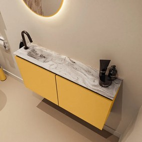 Mondiaz Ture DLux toiletmeubel 100cm ocher met wastafel glace links met kraangat