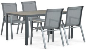Tuinset 4 personen 160 cm Aluminium/textileen Grijs Domani Furniture Verde/Solare