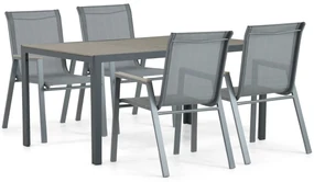 Tuinset 4 personen 160 cm Aluminium/textileen Grijs Domani Furniture Verde/Solare