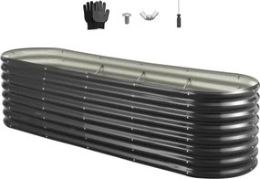 VEVOR Verhoogd Tuinbed, Metaal, 2400x600x600 mm, Plantbed, Groentebed, Plantenbak met Open Bodem &amp; Afgeronde Randen, Bloembed, Kruidenbed, Ideaal voor Groenten, Bloemen, Kruiden &amp; Vetplanten