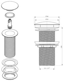 Best Design Moya clickwaste lange draad verouderd ijzer - gunmetal