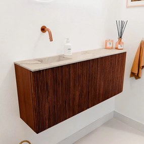 Mondiaz Joya DLux 100cm toiletmeubel ronding rechts ruby met wastafel faye links zonder kraangat frappe