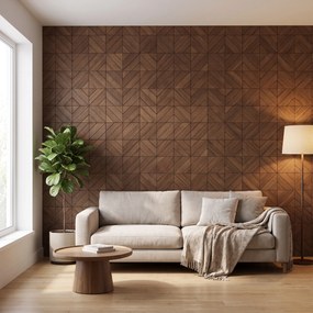 Decoratief Houten Wandpaneel | Clover   Brown | 60×60 cm | Amerikaans Notenhout