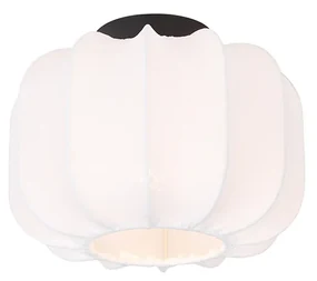 Stoffen Japandi plafondlamp wit 25cm - MadleineJapandi E27 Scandinavisch rond Binnenverlichting Lamp
