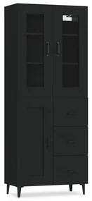 vidaXL Hoge kast 69,5x34x180 cm bewerkt hout zwart