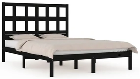 vidaXL Bedframe massief grenenhout zwart 200x200 cm
