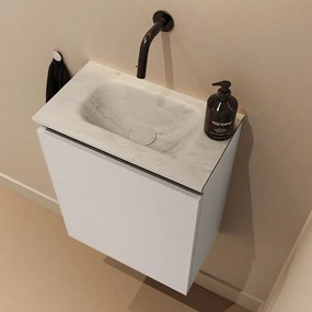 Mondiaz Ture DLux toiletmeubel 40cm linen met wastafel opalo midden zonder kraangat