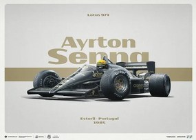 Kunstdruk Lotus 97T - Ayrton Senna - Horizontal Tribute - Estoril, 1985, Automobilist