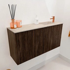 Mondiaz Joya DLux 80cm toiletmeubel walnut met wastafel faye rechts 1 kraangat frappe