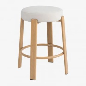 Set Van 4 Hoge Krukken Van Chenillestof En Ijzer Jolie Bruin Natuurlijk Hout & ↑65 Cm & Stof Chenille Beige – Crème - Sklum