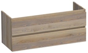 Saniclass Solution Wastafelonderkast - 120x39x50cm - 2 softclose greeploze lades - 2 sifonuitsparing - hout - Vintage oak OK-MES1202VO