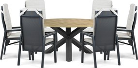 Tuinset Ronde Tuintafel 6 personen 160 cm Aluminium Grijs  Lifestyle Garden Furniture Vivaro/Rockville