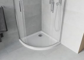 Mexen Rio halfklassieke douchecabine 80 x 80 cm, matglas, chroom + Flat douchebak, wit - 863-080-080-01-30-4110