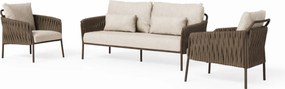 Fiave stoel bank loungeset 3 delig bronze clouded rope SUNS