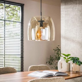 Moderne Hanglamp Amberkleurig Glas 35 Cm
