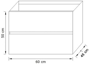 Zaro Sevilla Solid Surface badkamermeubel 60cm donker eiken 1 kraangat met 2 lades