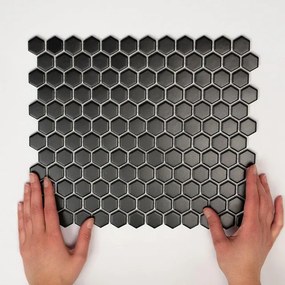 The Mosaic Factory Barcelona mozaïektegel - 26x30cm - wand en vloertegel - Zeshoek/Hexagon - Porselein Black Mat AMH23317