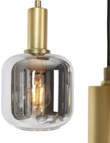 Smart hanglamp met dimmer zwart met goud met smoke glas incl. 5 Wifi A60 - Zuzanna Modern E27 rond Binnenverlichting Lamp