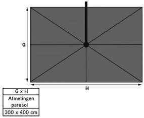 Platinum Challenger Telescope Zweefparasol premium - 3,5x3,5 - Manhattan grey met ingraafvoet en hoes