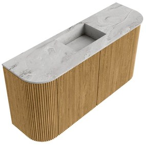 Mondiaz Joya DLux 85cm toiletmeubel ronding links/rechts oak met wastafel faye midden zonder kraangat glace