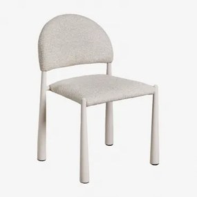 Pakket Van 4 Nagore Gestoffeerde Eetkamerstoelen Crèmebeige Boucléstof - Sklum