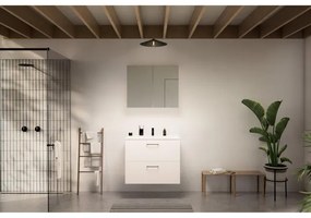 Go by Van Marcke badkamermeubelset - 80x65x45.5cm - 2 lades - met grepen - 1 wasbak wit mat - 1 kraangat - met spiegelkast - MDF standard white SW796974 - SW404481 - SW451959 - SW452449 - SW4522