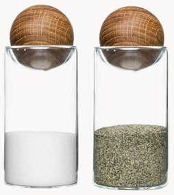 Mondgeblazen zout- en peperstrooier Nature met houten deksel, 2-delig