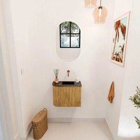 Mondiaz Joya DLux 50cm toiletmeubel ronding links oak met wastafel faye rechts zonder kraangat lava