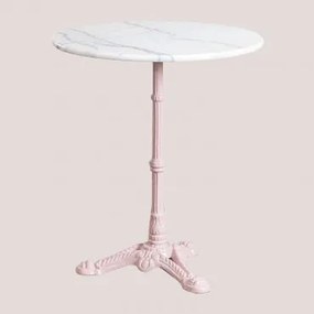 Ronde Bar Tafel Van Moka Marmer Suikerspinroos & Wit Marmer Guangxi & Ø60 Cm - Sklum